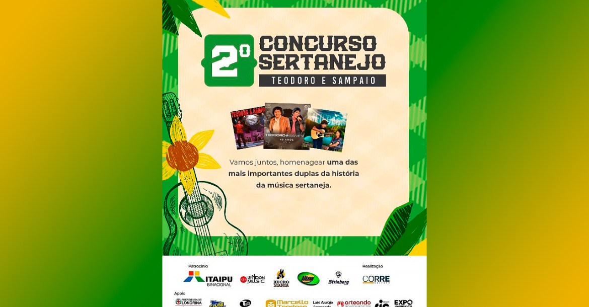 Inscrições para 2º Concurso de Música Sertaneja Teodoro e Sampaio estão abertas